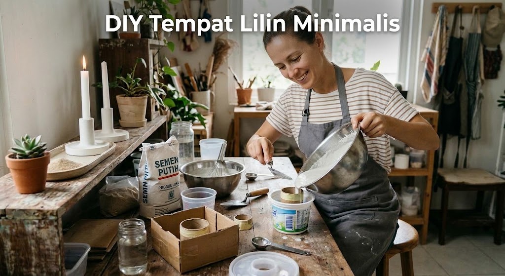 DIY Tempat Lilin Minimalis dari Semen Putih dan Cetakan Daur Ulang